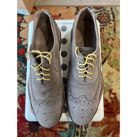 Banana Republic Other - Banana Republic Wingtip Suede leather Oxfords Gray /Lime Men's shoes 9.5